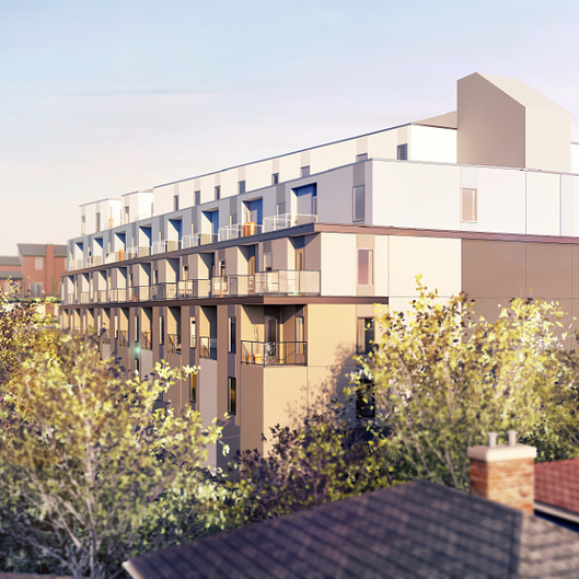 Lobby lounge bathed in natural light with polished finishes