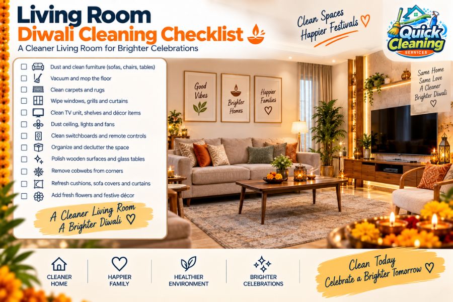 Living Room Diwali Cleaning Checklist
