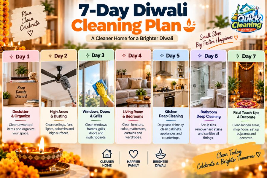 7-Day Diwali Cleaning Plan: Diwali Cleaning Checklist