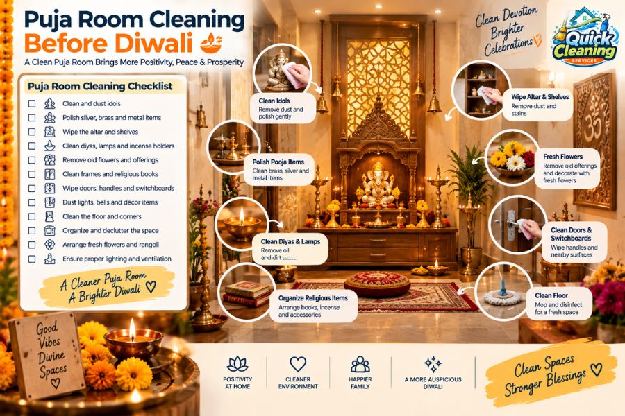 Puja Room Area Cleaning before Diwali