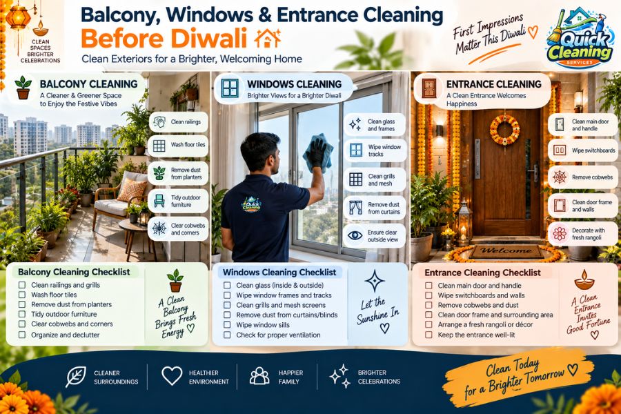 Balcony, Windows & Entrance Cleaning