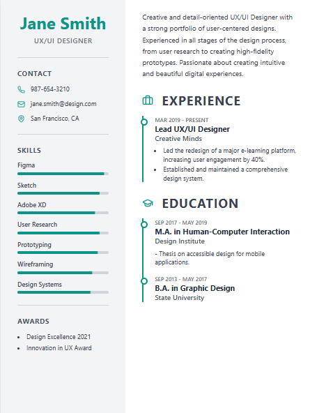 A classic and traditional CV template, focused on readability.