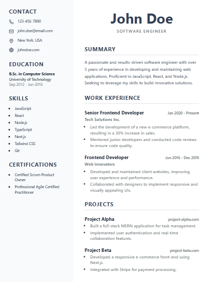 A creative CV template for designers and artists.