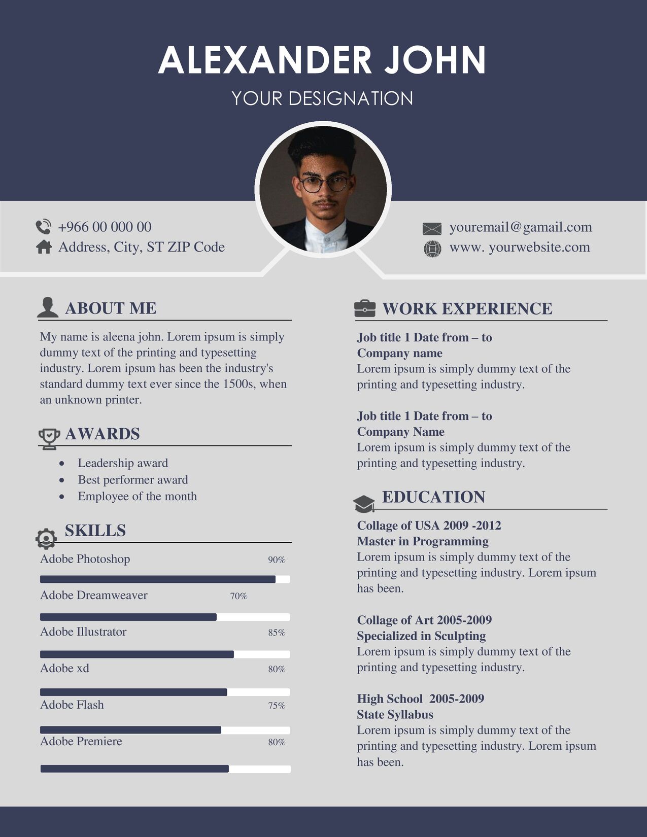 A modern two-column CV template.