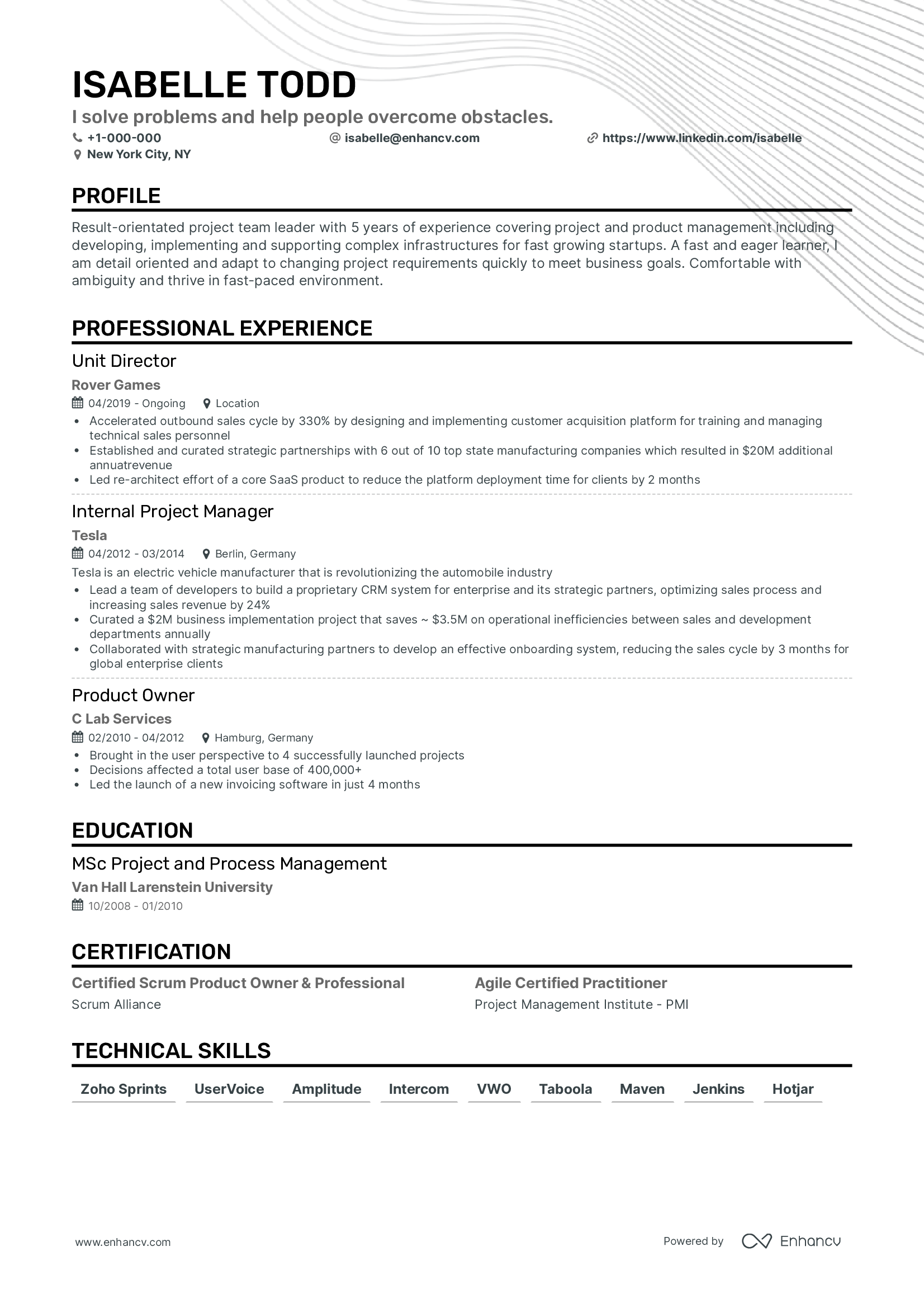 A creative CV template for designers and artists.