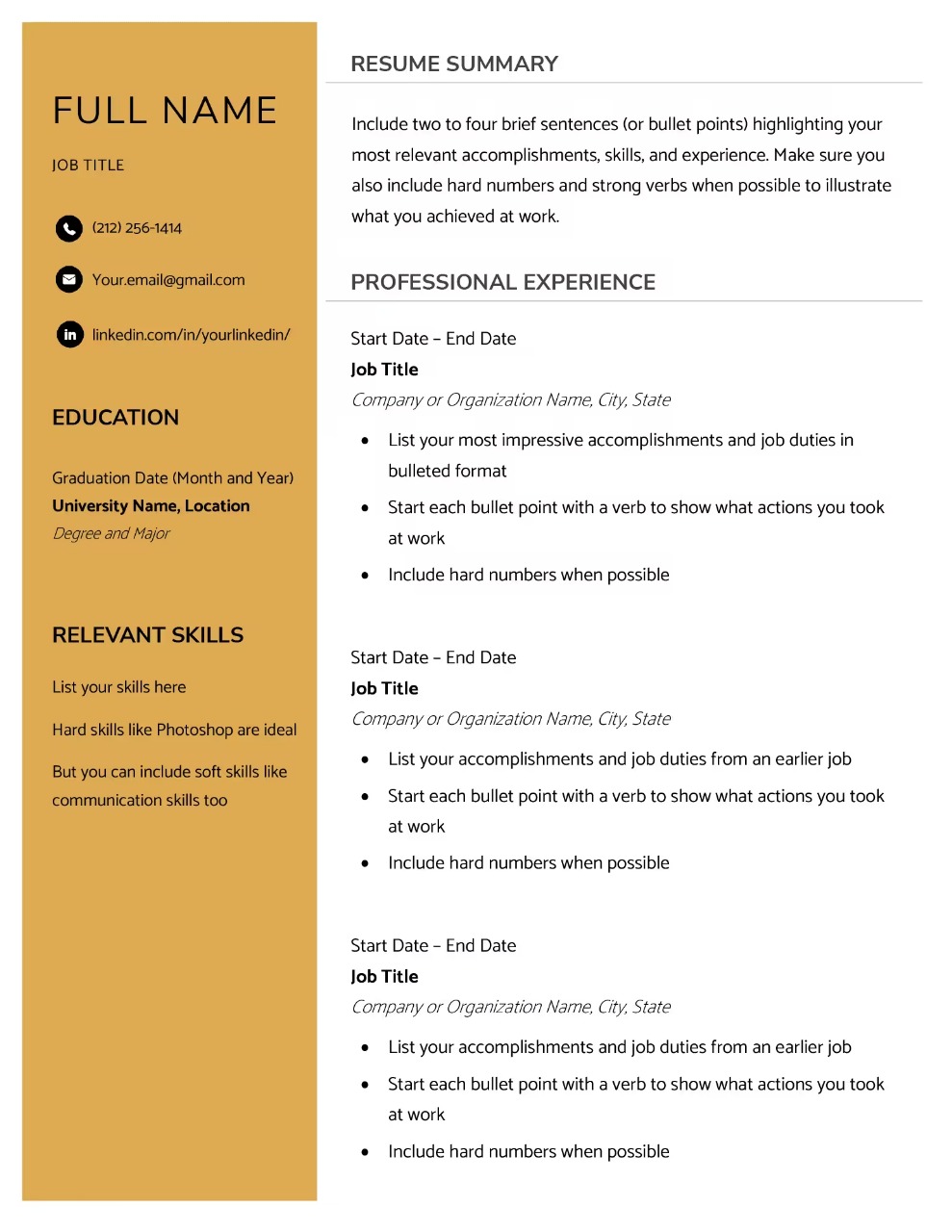 A creative CV template with a clean layout.