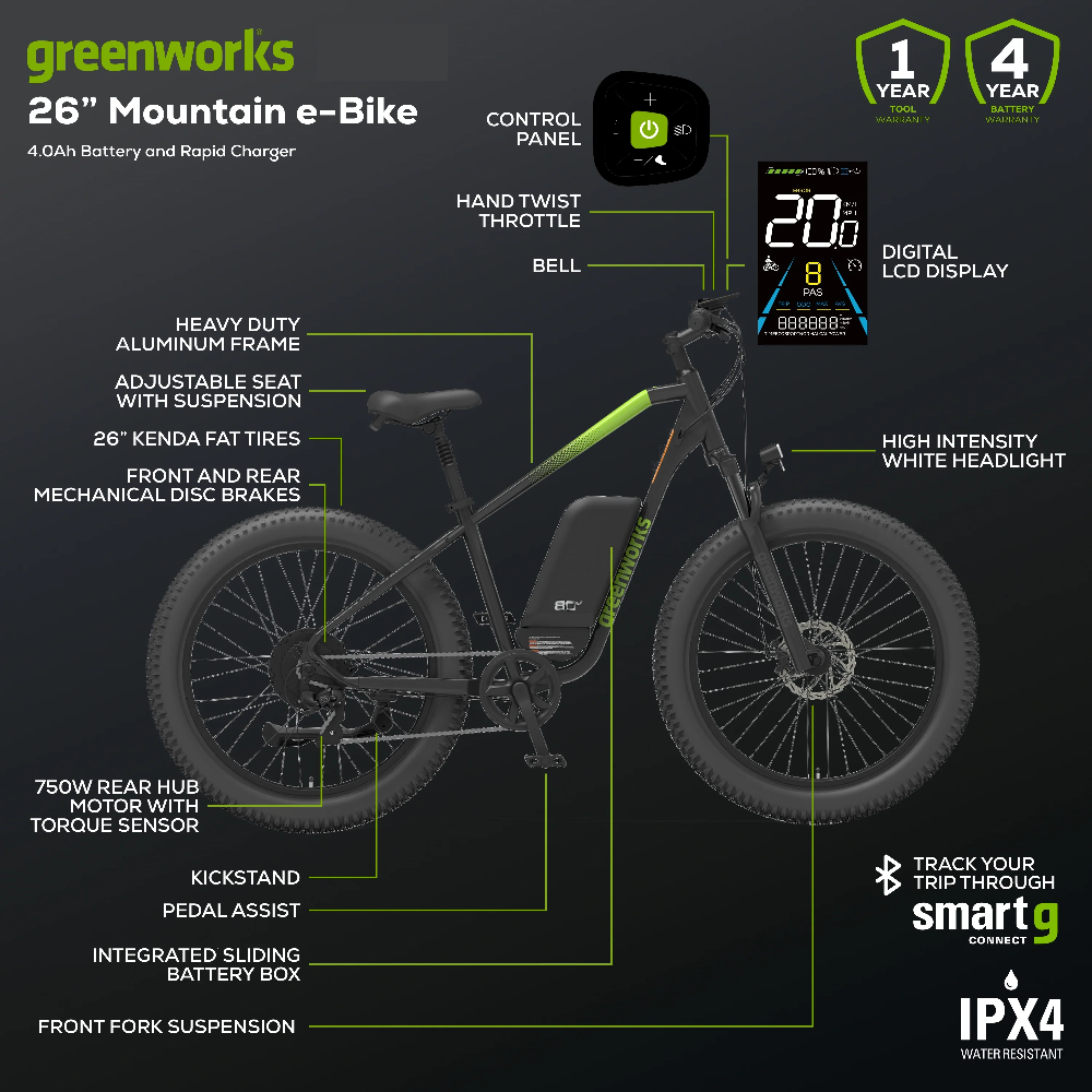 Greenworks 60 Volt 26-inch MTB eBike