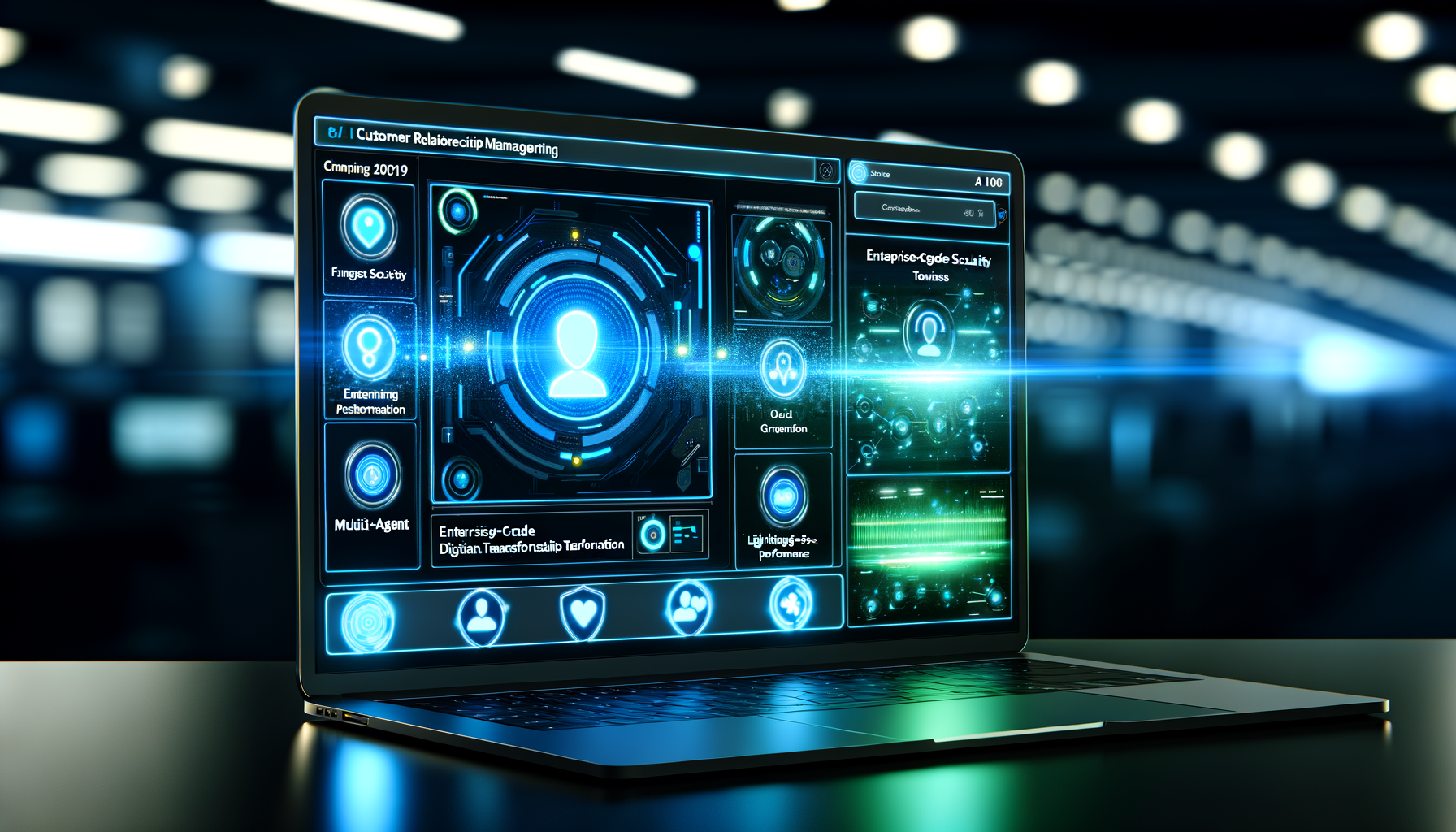 Multi-agent CRM interface on laptop