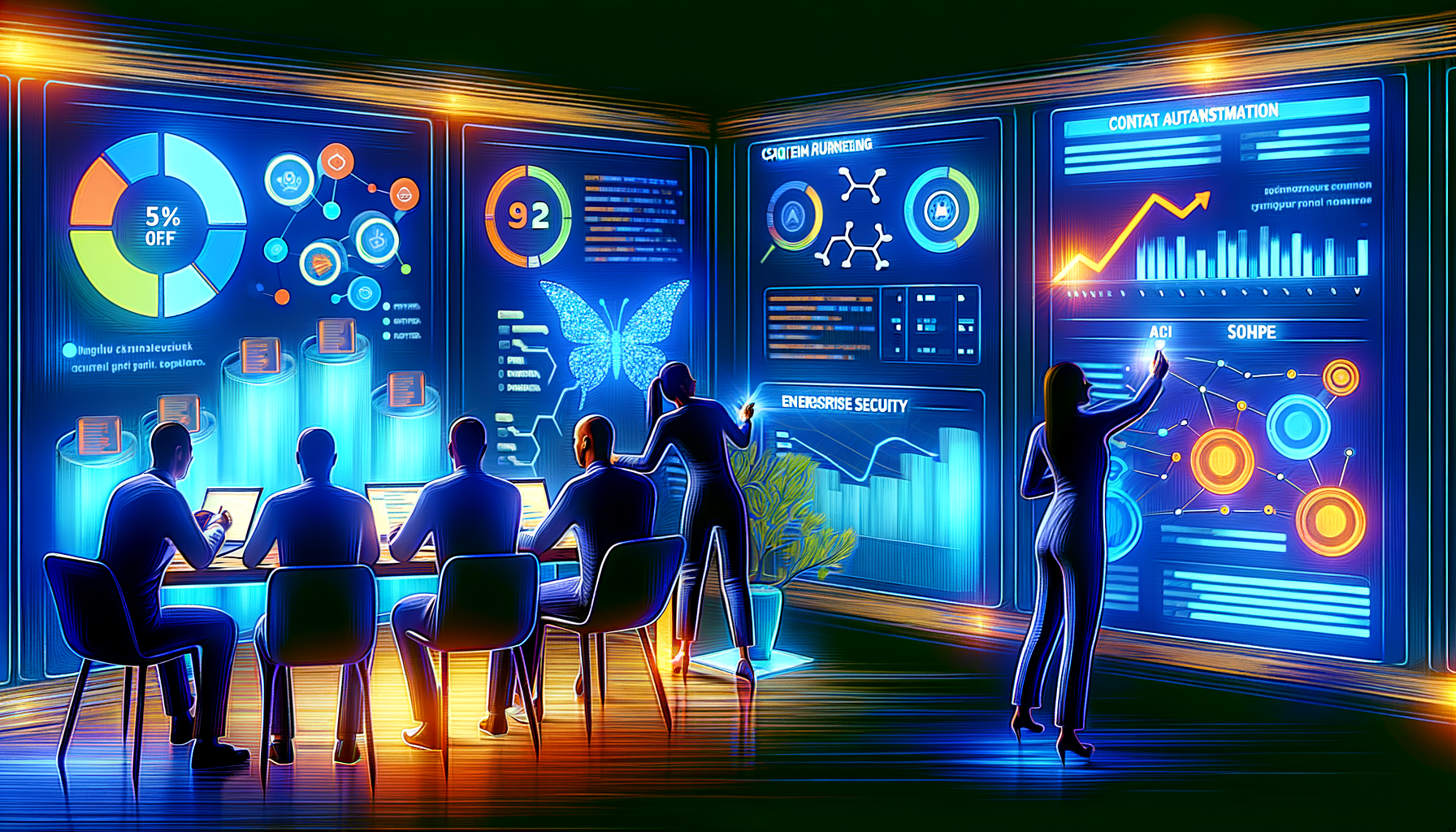Team collaborating on AI-driven content marketing.