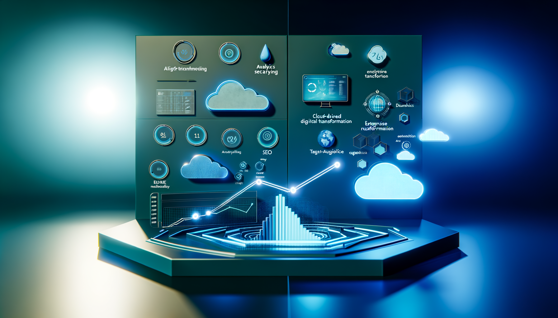 Cloud-based content marketing automation diagram.