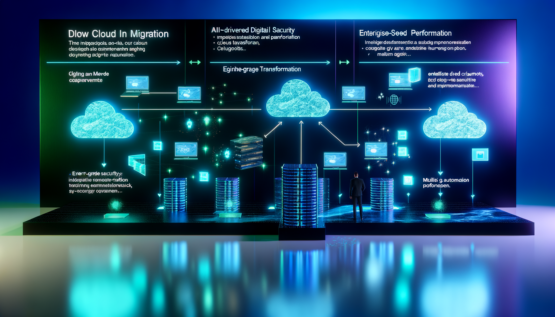 Cloud migration diagram illustrating intelligent automation benefits.