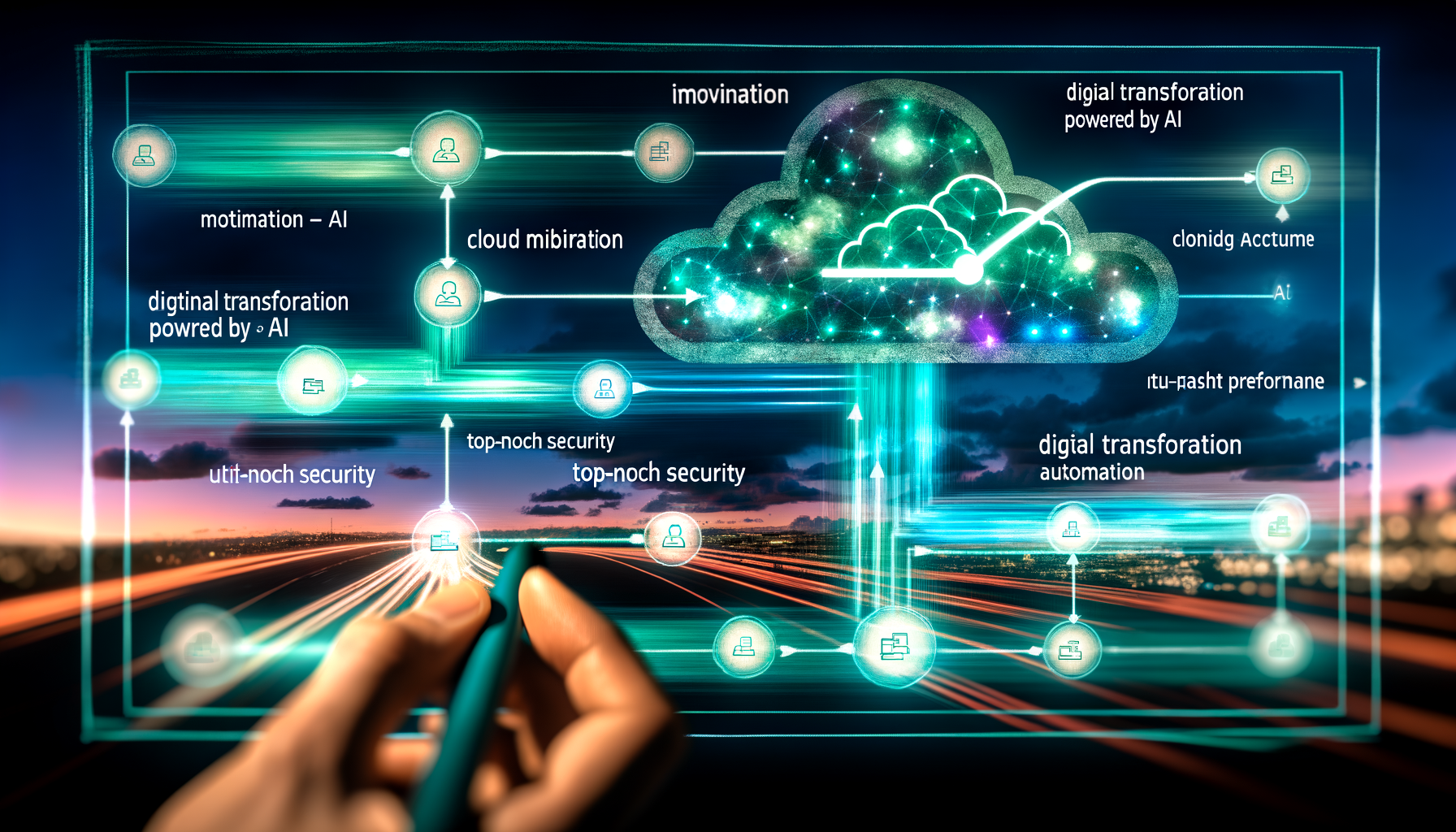 Diagram illustrating cloud migration and automation.