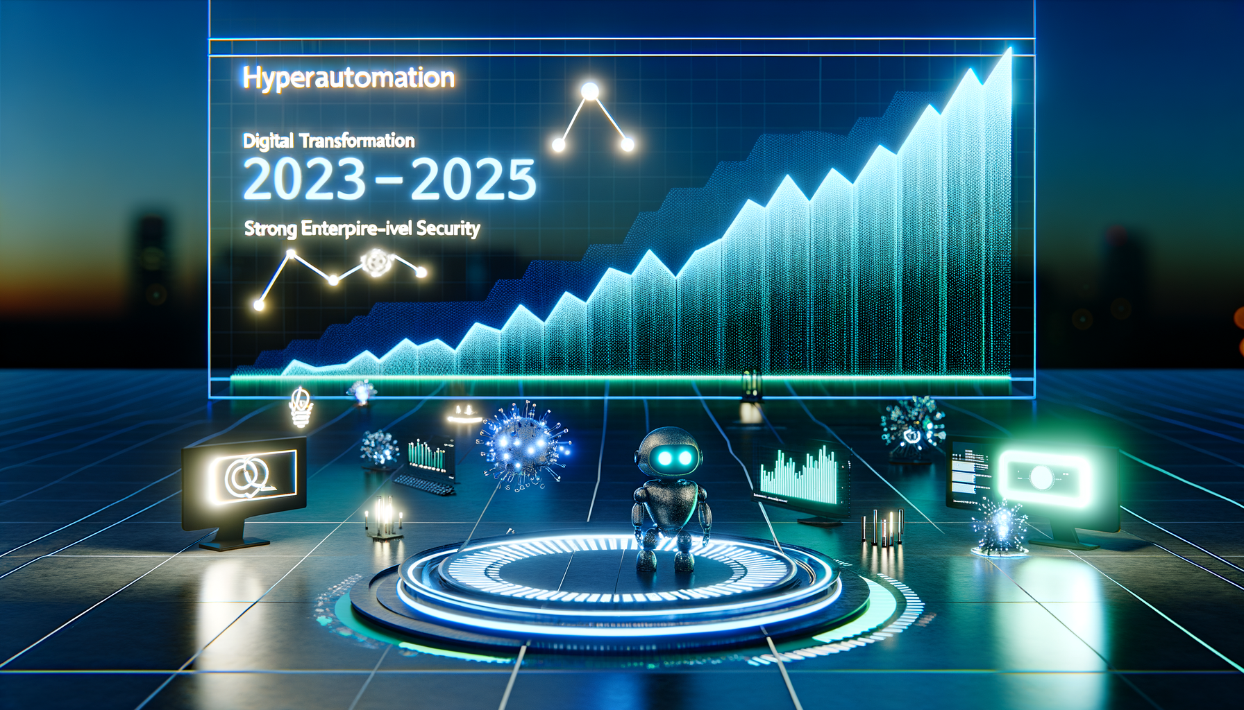 Hyperautomation growth trends graph, 2023-2025.