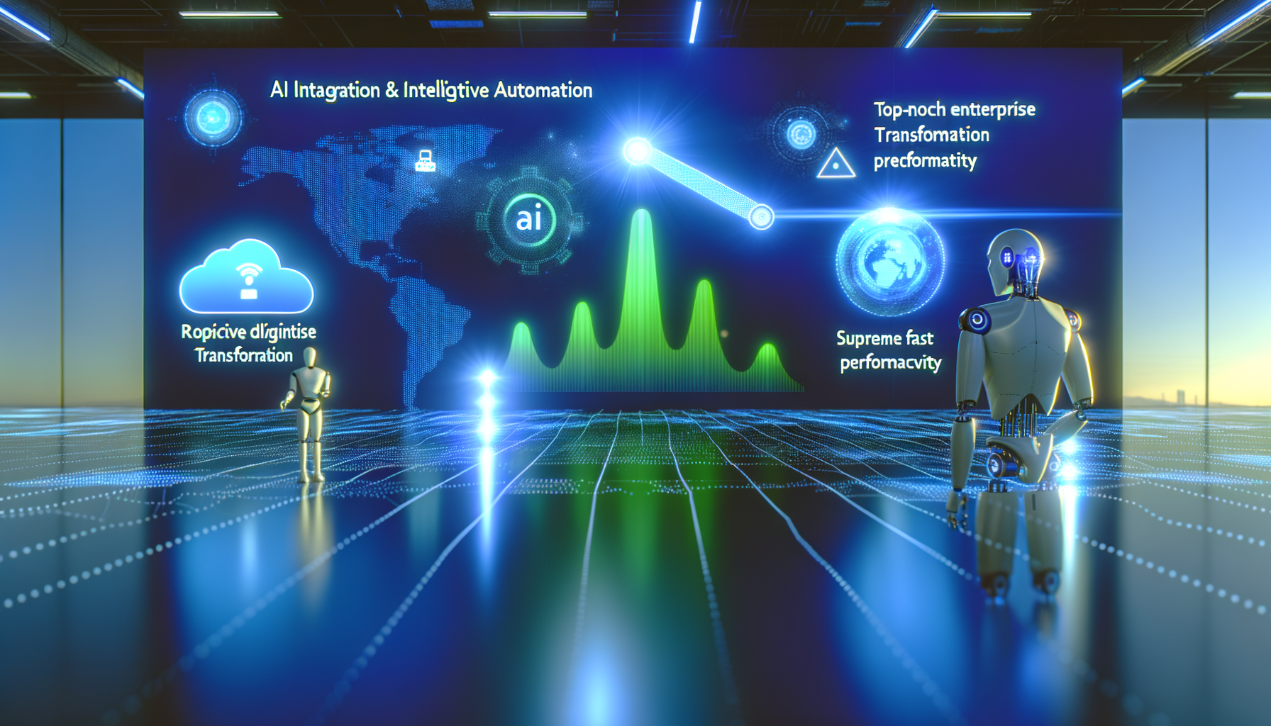 Up-trending analytics graph for AI impact