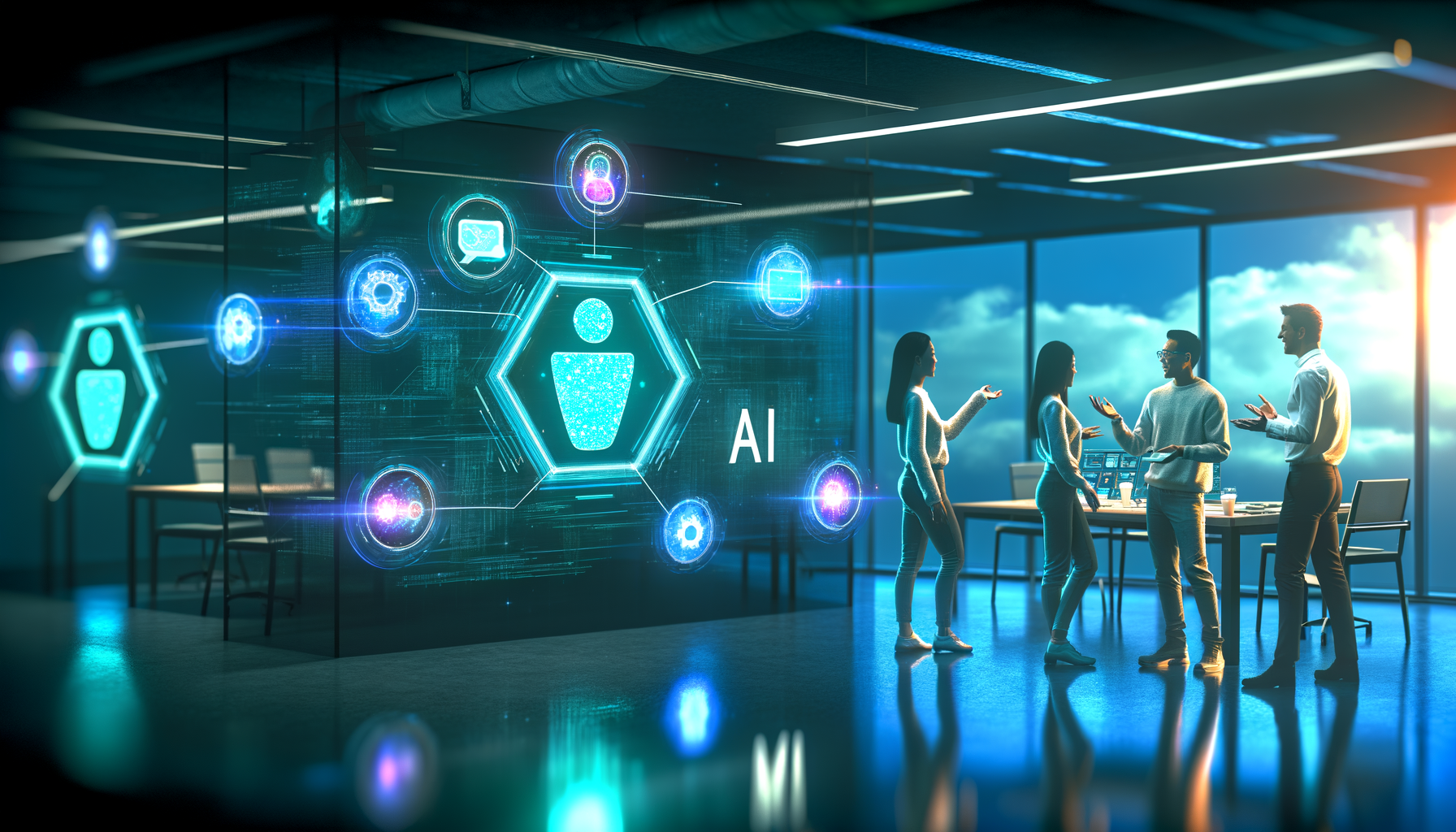 Team meeting on AI security measures