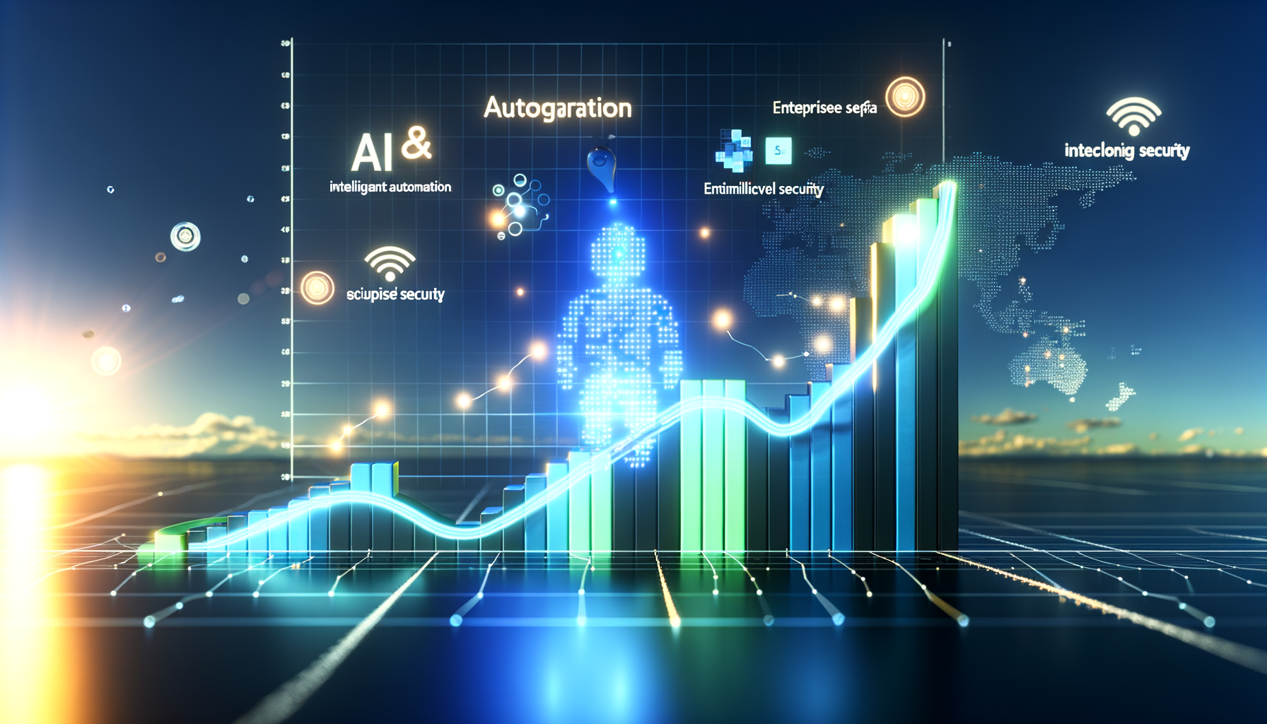 AI-driven business growth graph.