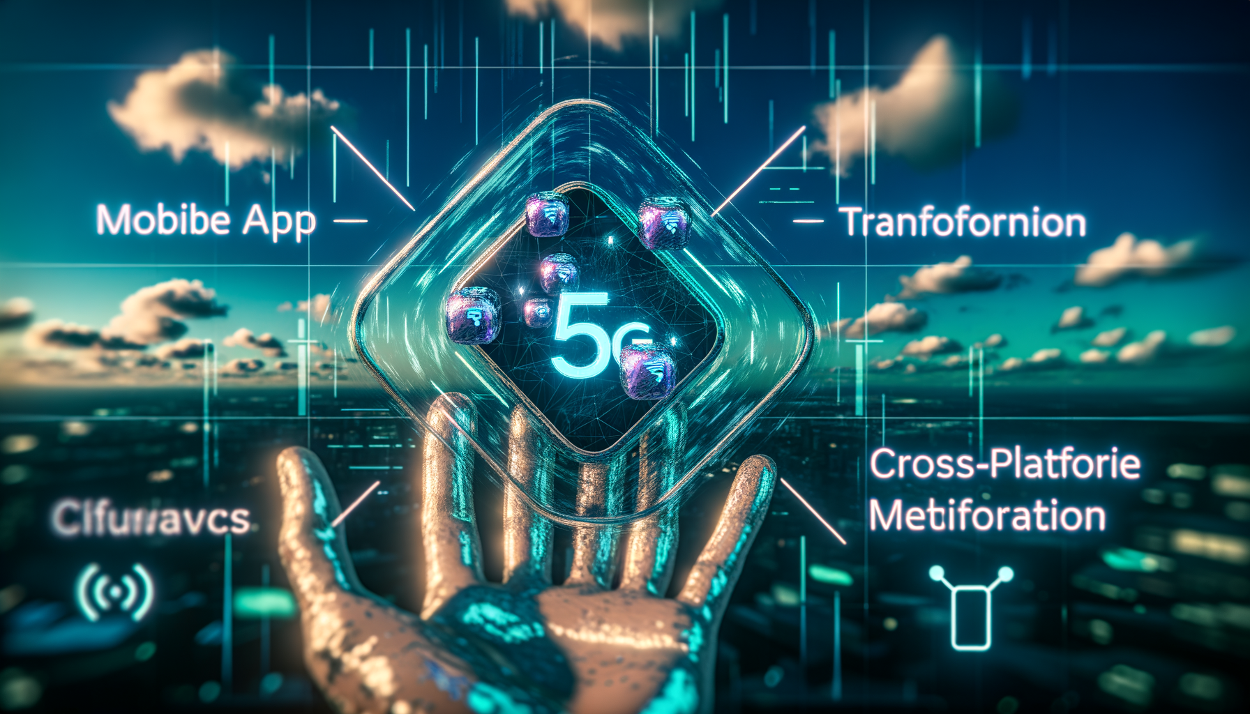 Diagram showing 5G enhancing mobile app capabilities.