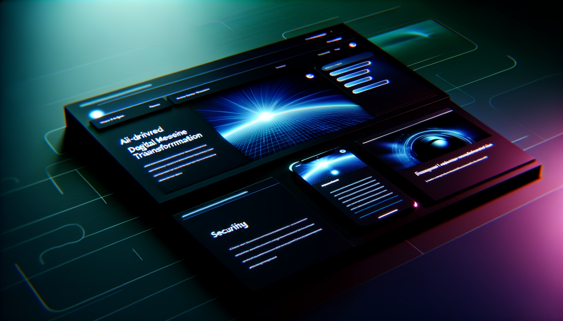 Dark mode web design interface