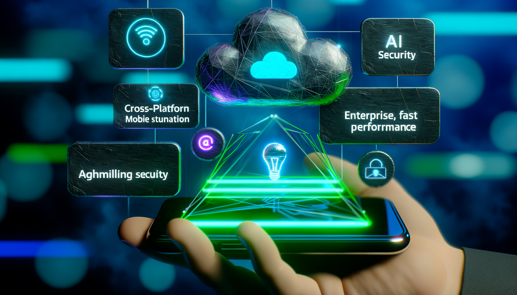 UI/UX design elements in cross-platform apps graphic.