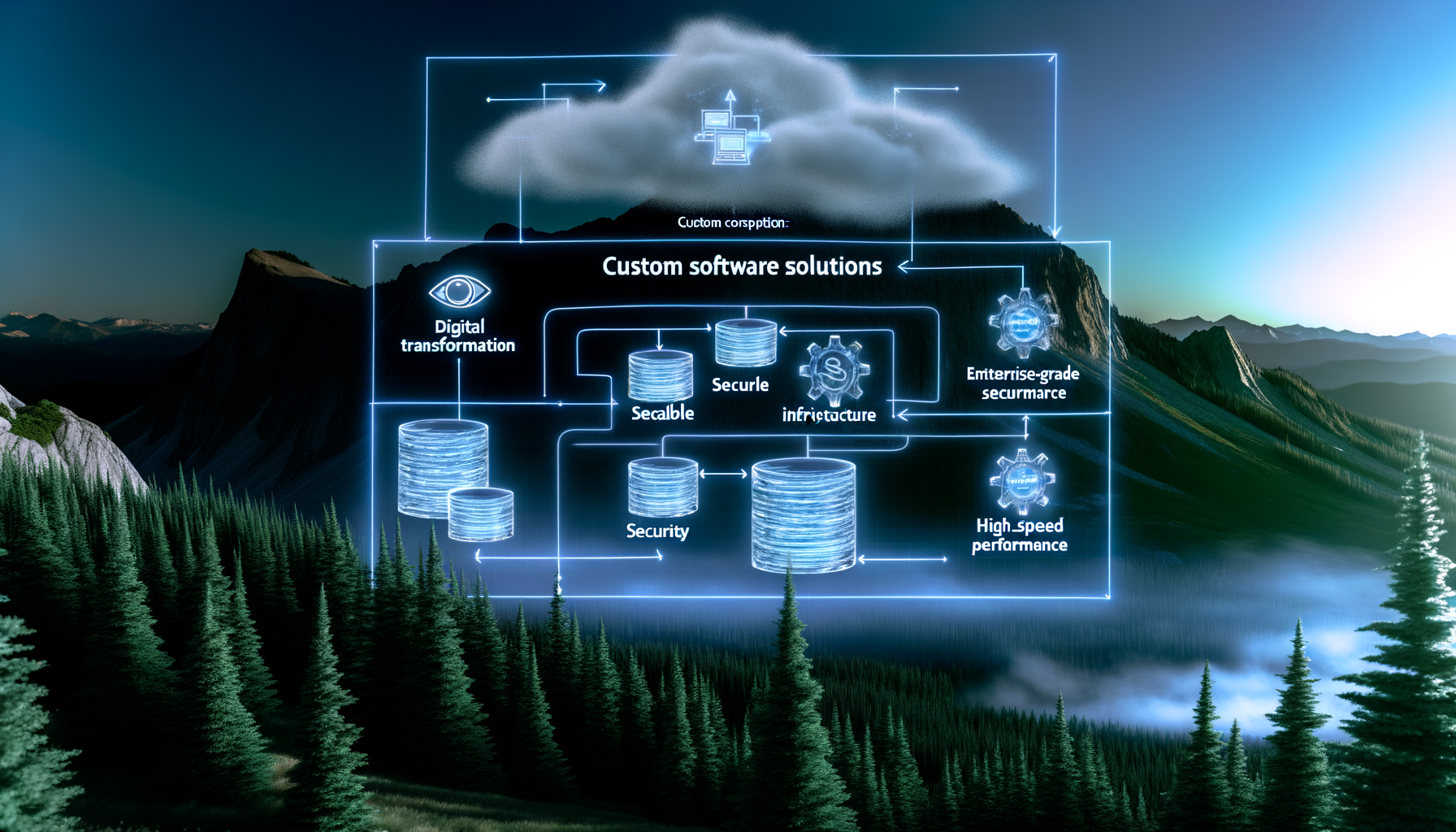 Diagram showing AI integration in custom software architecture.