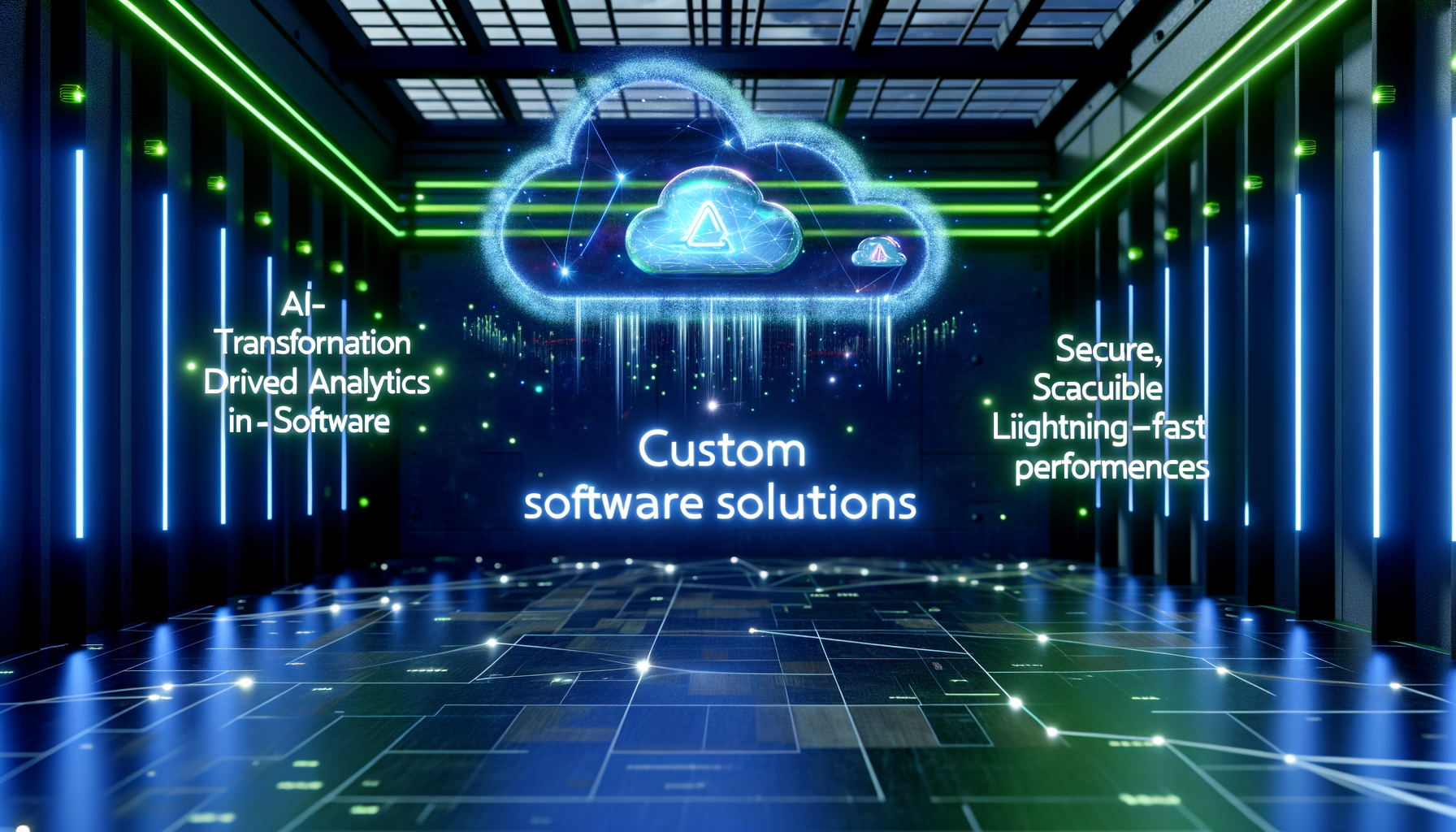 Analytics graph showing AI integrations in custom software.