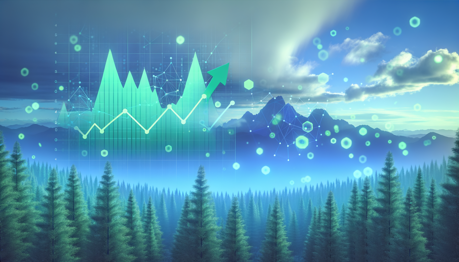 Analytics graph depicting growth via innovative solutions.