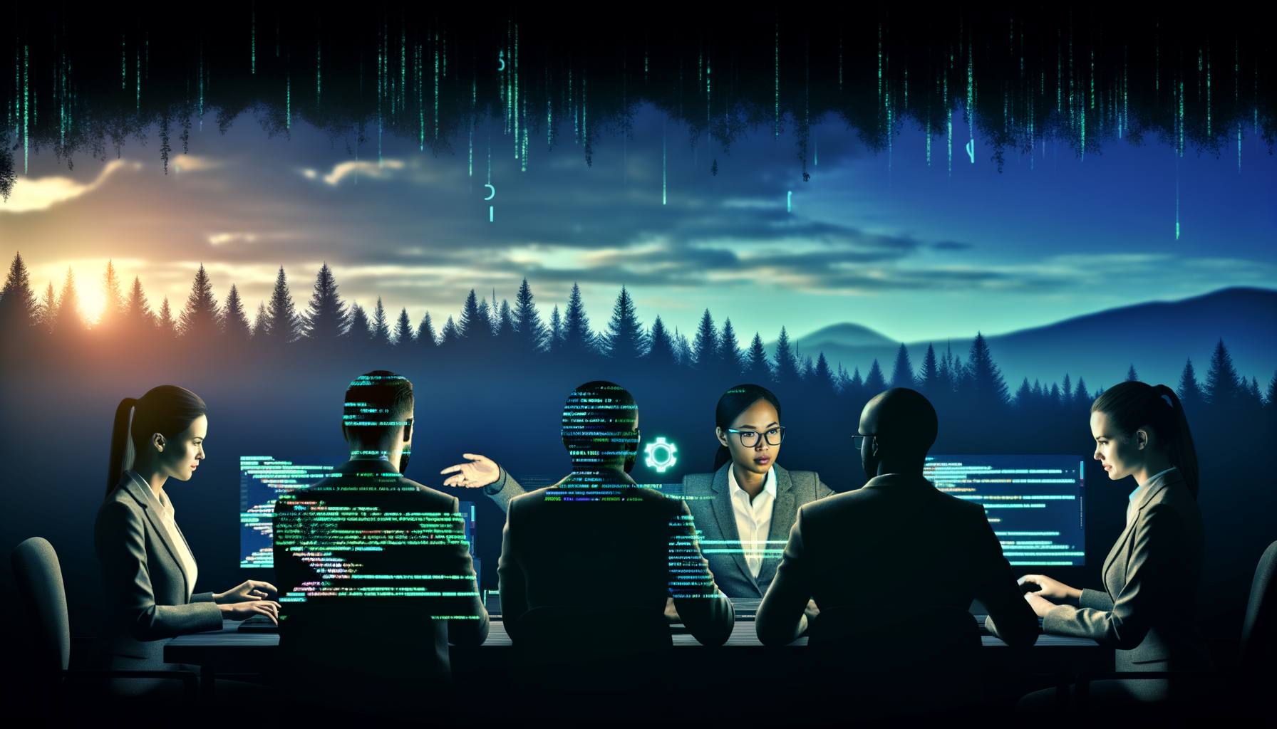 Developers collaborating over code to enhance website speed.