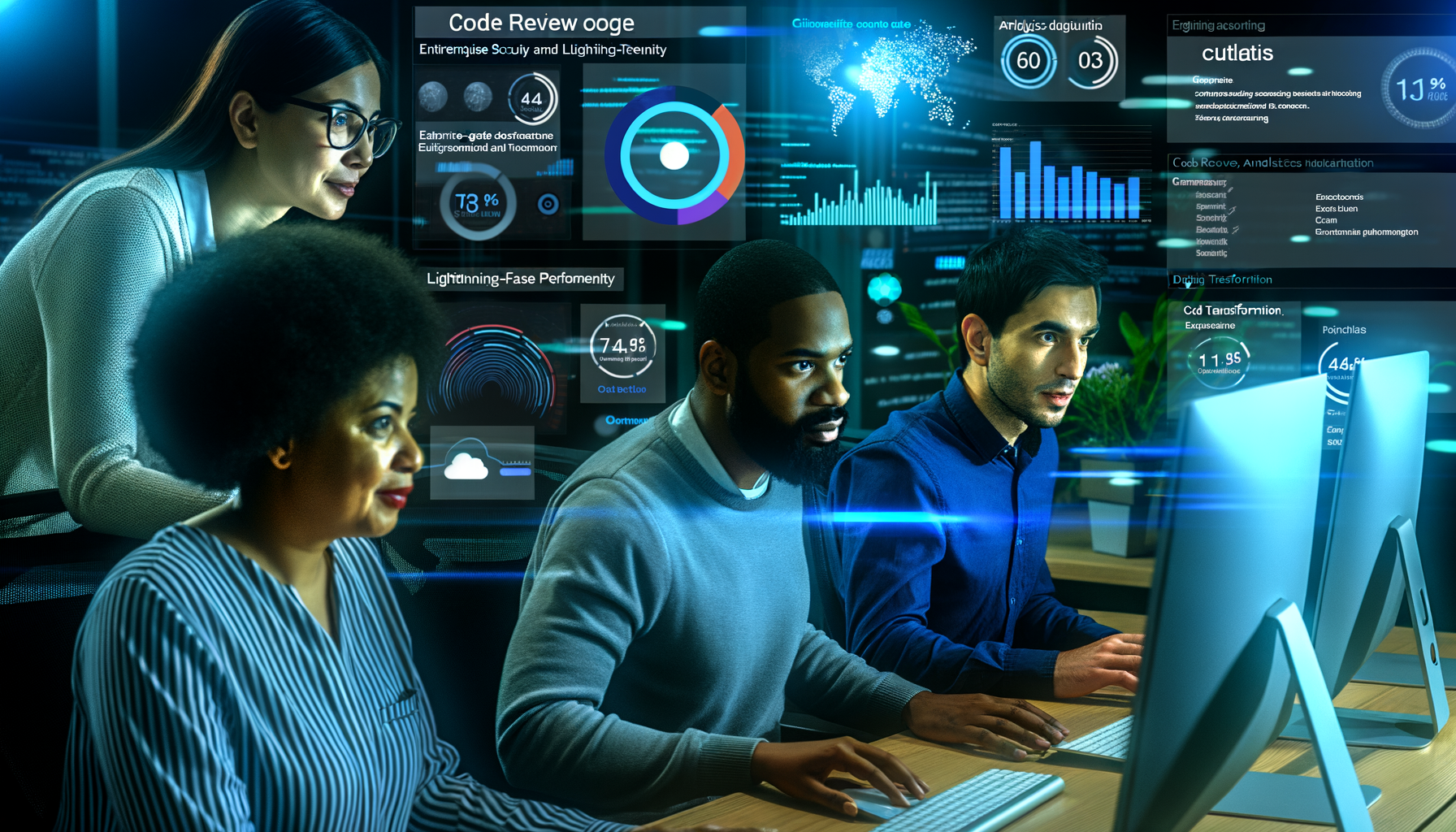 Developers collaborating on AI content optimization