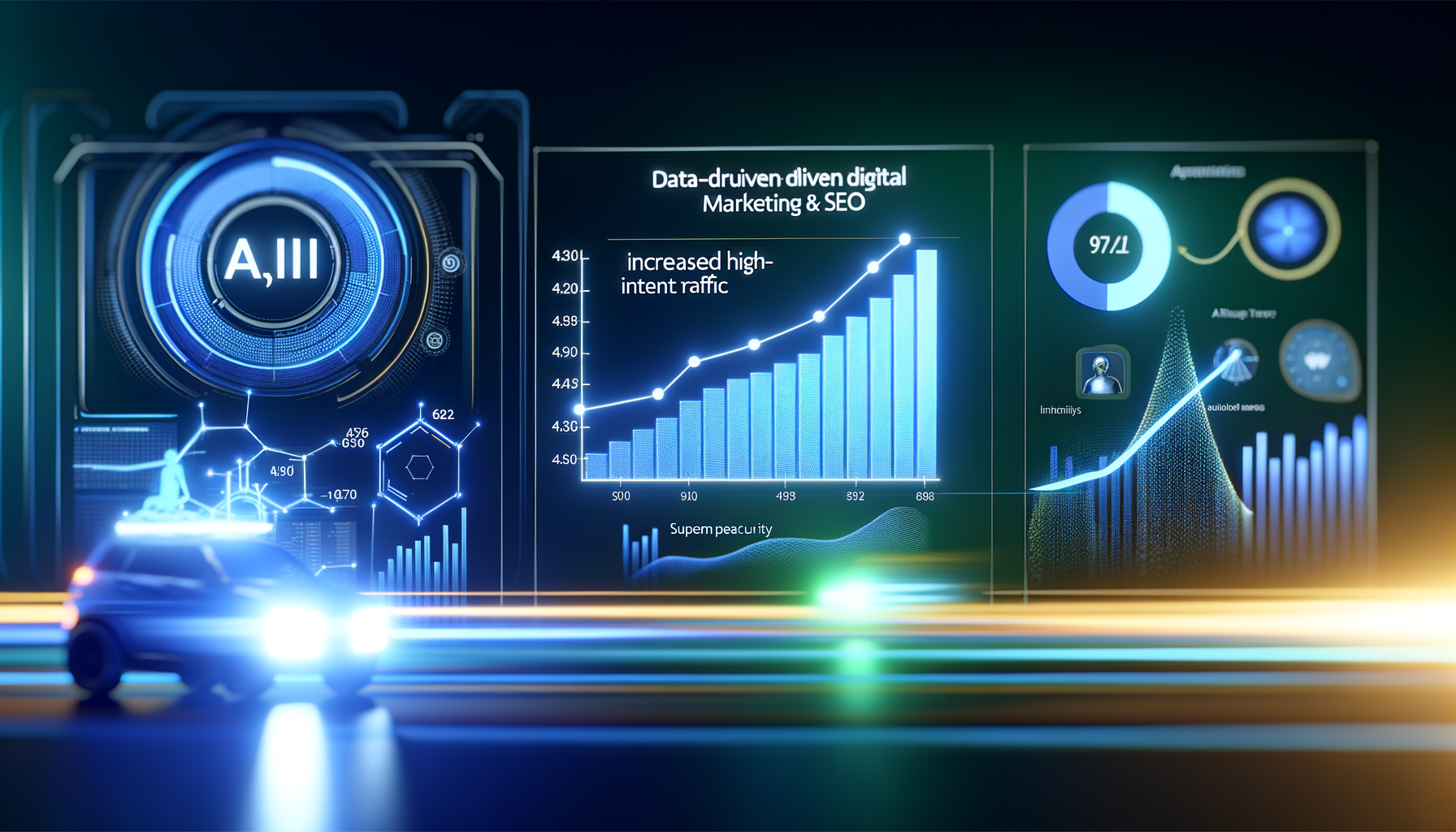 AI analytics graph illustrating high-intent traffic surge.