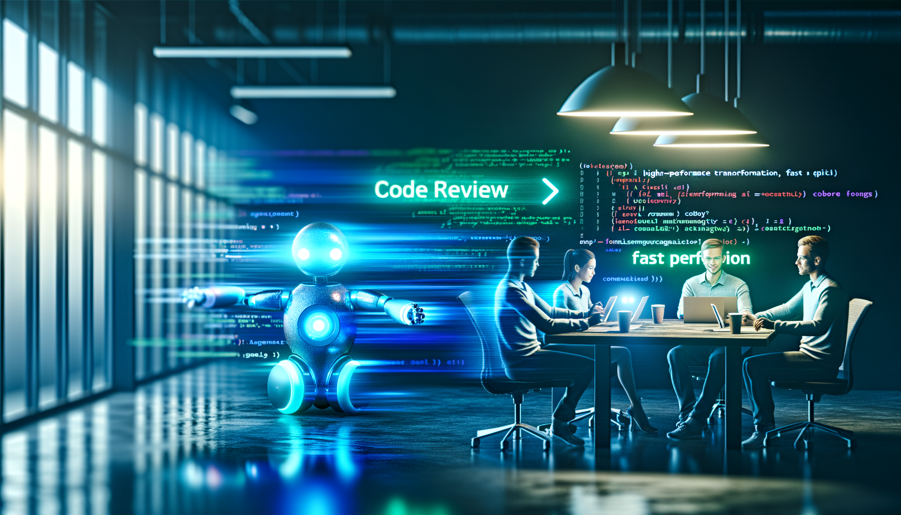 Developers reviewing AI chatbot code for website integration.