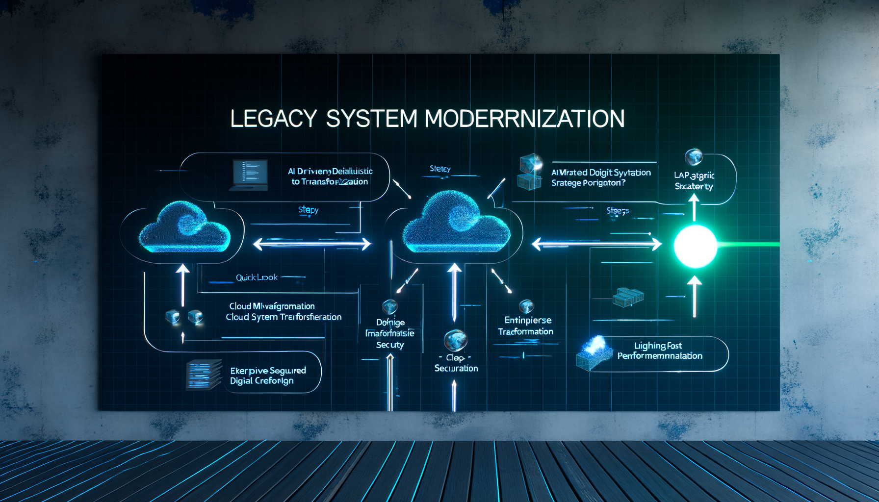 Diagram of cloud migration steps for legacy systems.
