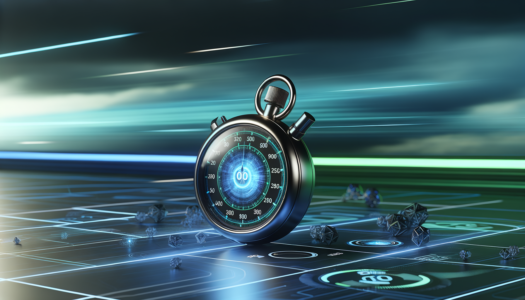 Website speed optimization with digital stopwatch.