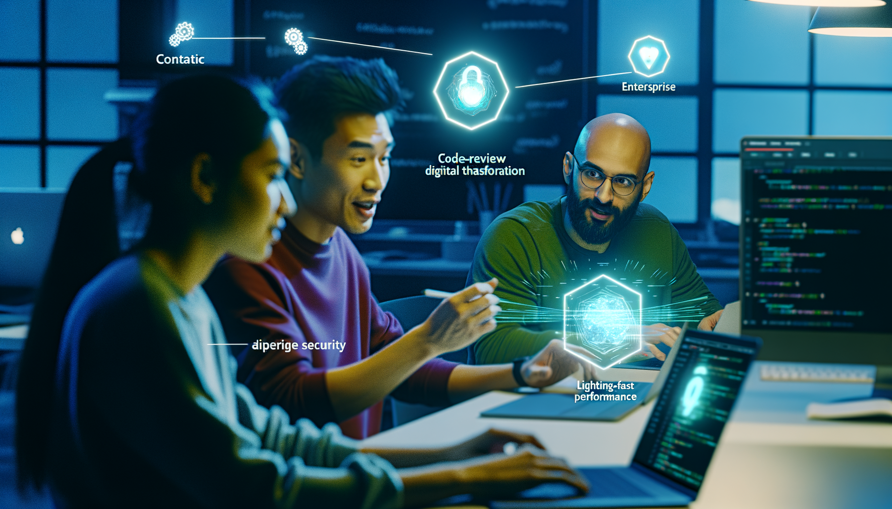 Developers collaborating on high-performance website design.