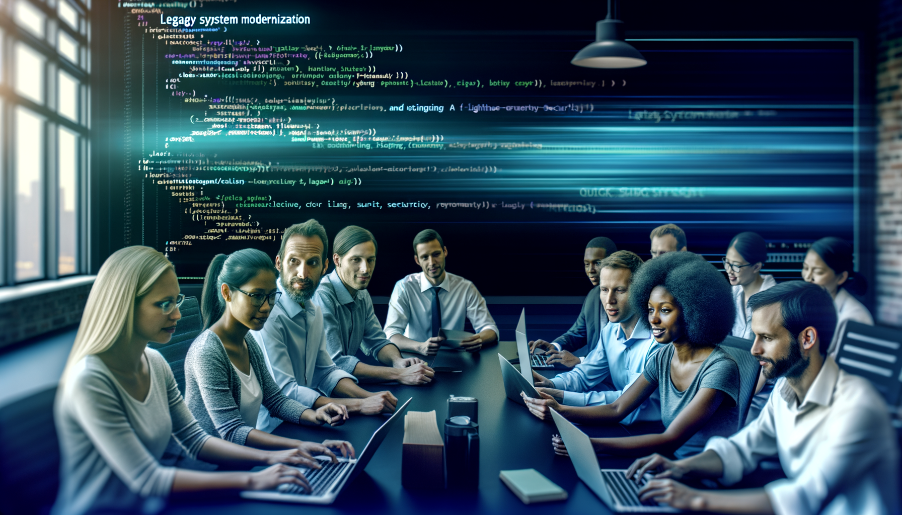 Technical team reviewing legacy system architecture for modernization.