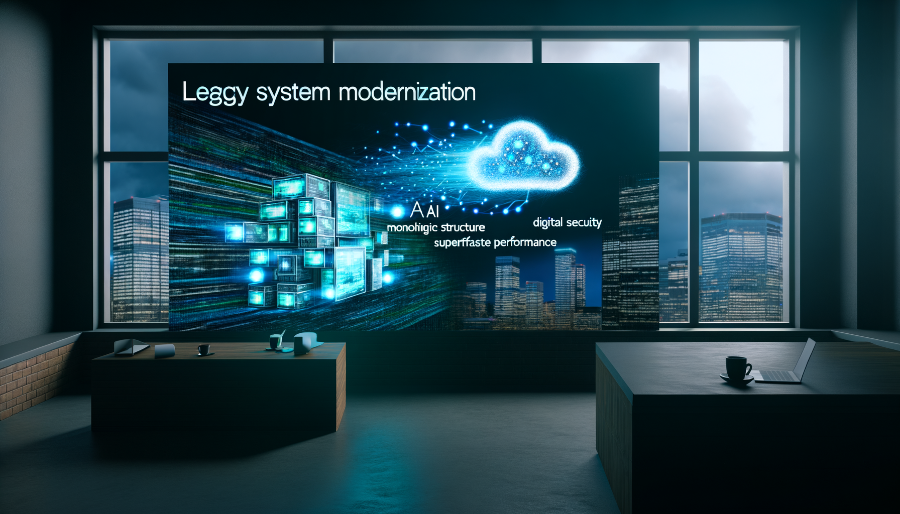 Visual representation of monolith to microservices transformation.