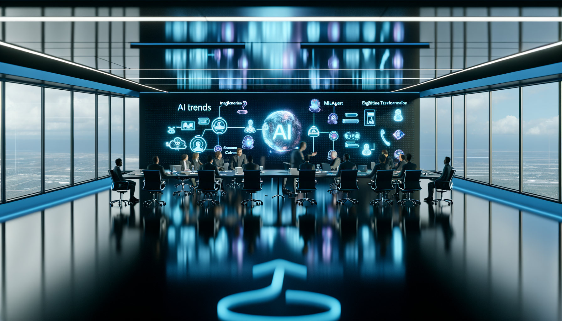 Future AI trends discussion in conference room.