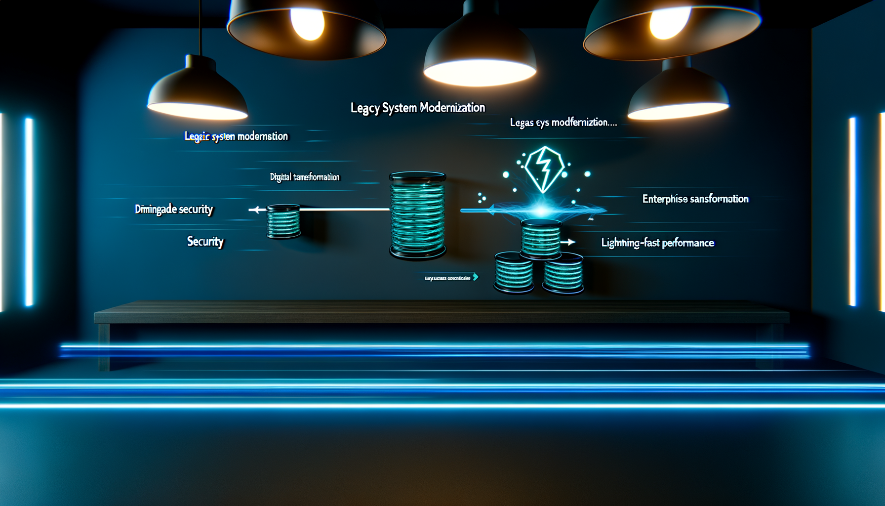Legacy system bottlenecks and solutions diagram.