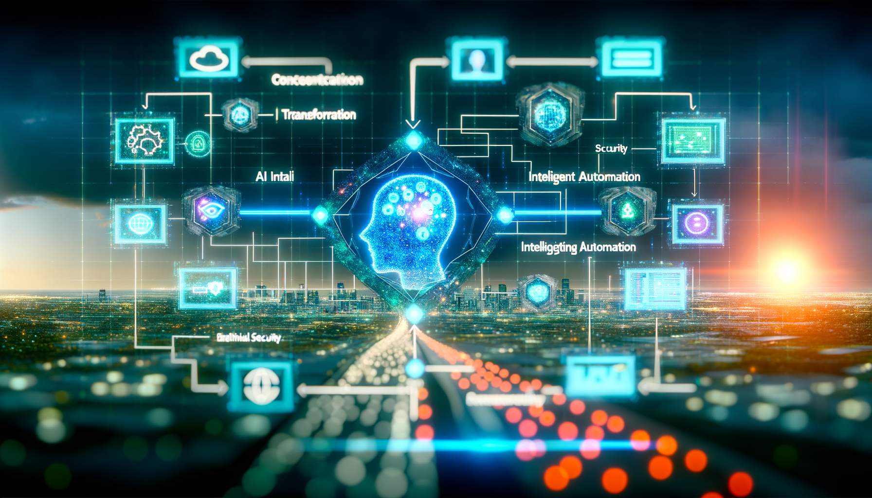Diagram showing AI integration in business flow