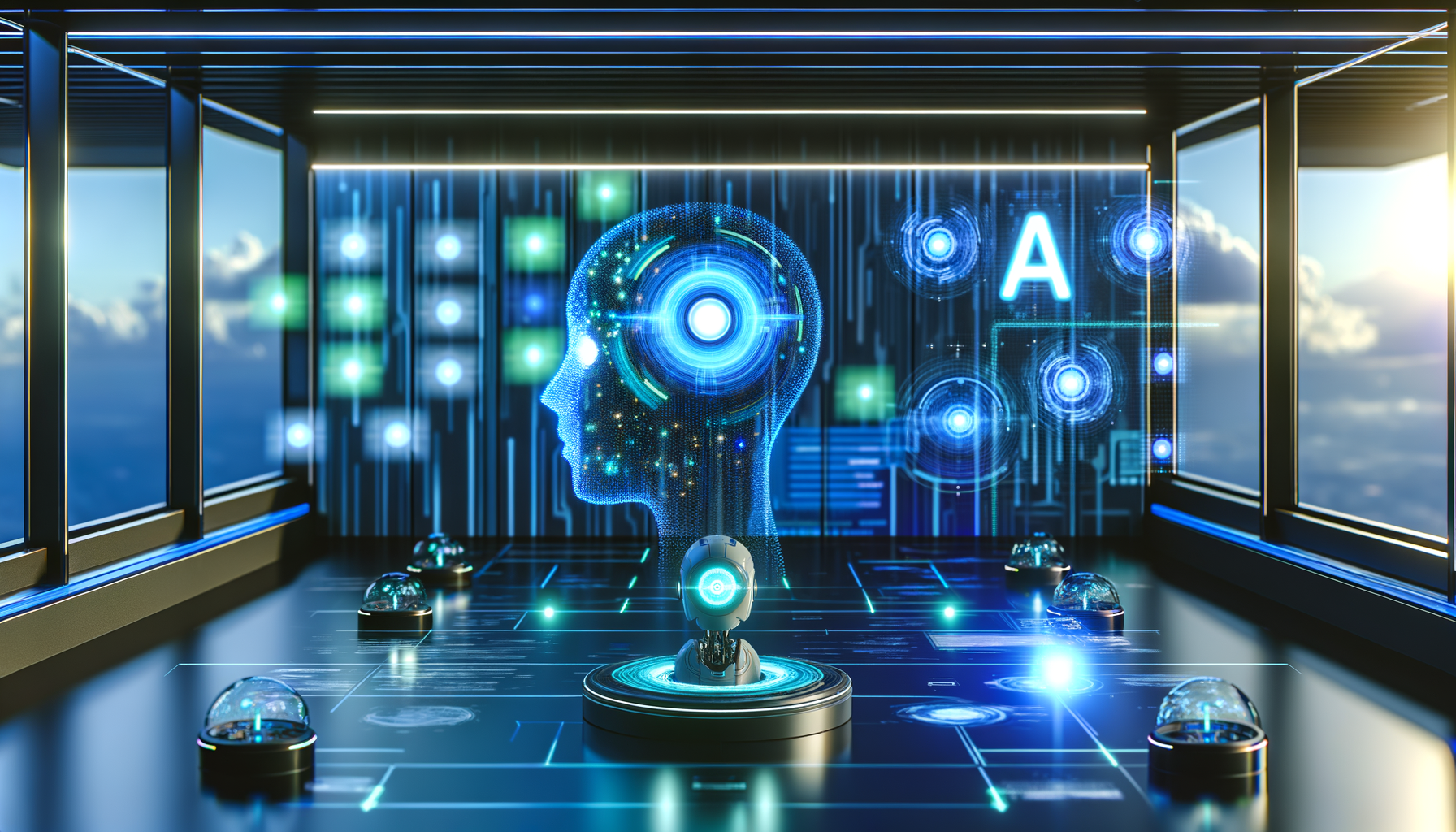 Digital interfaces representing future AI trends