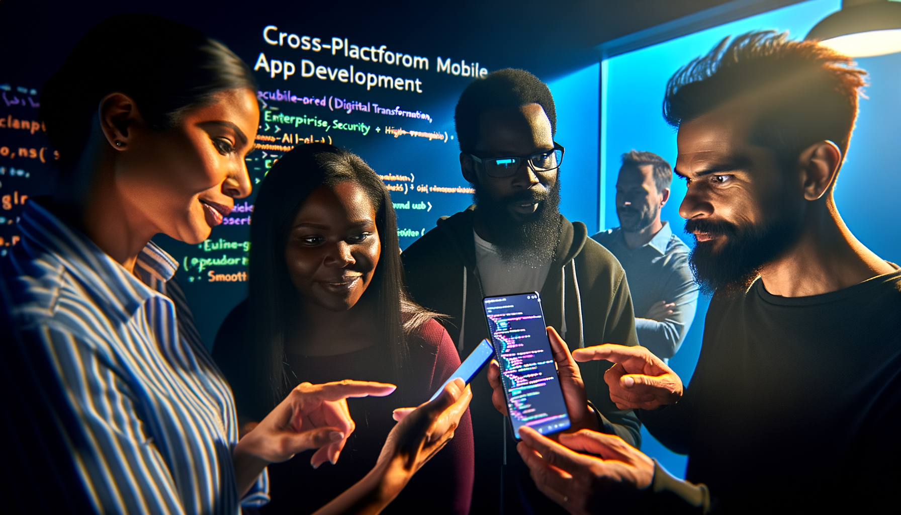 Team collaboration on cross-platform mobile app code.