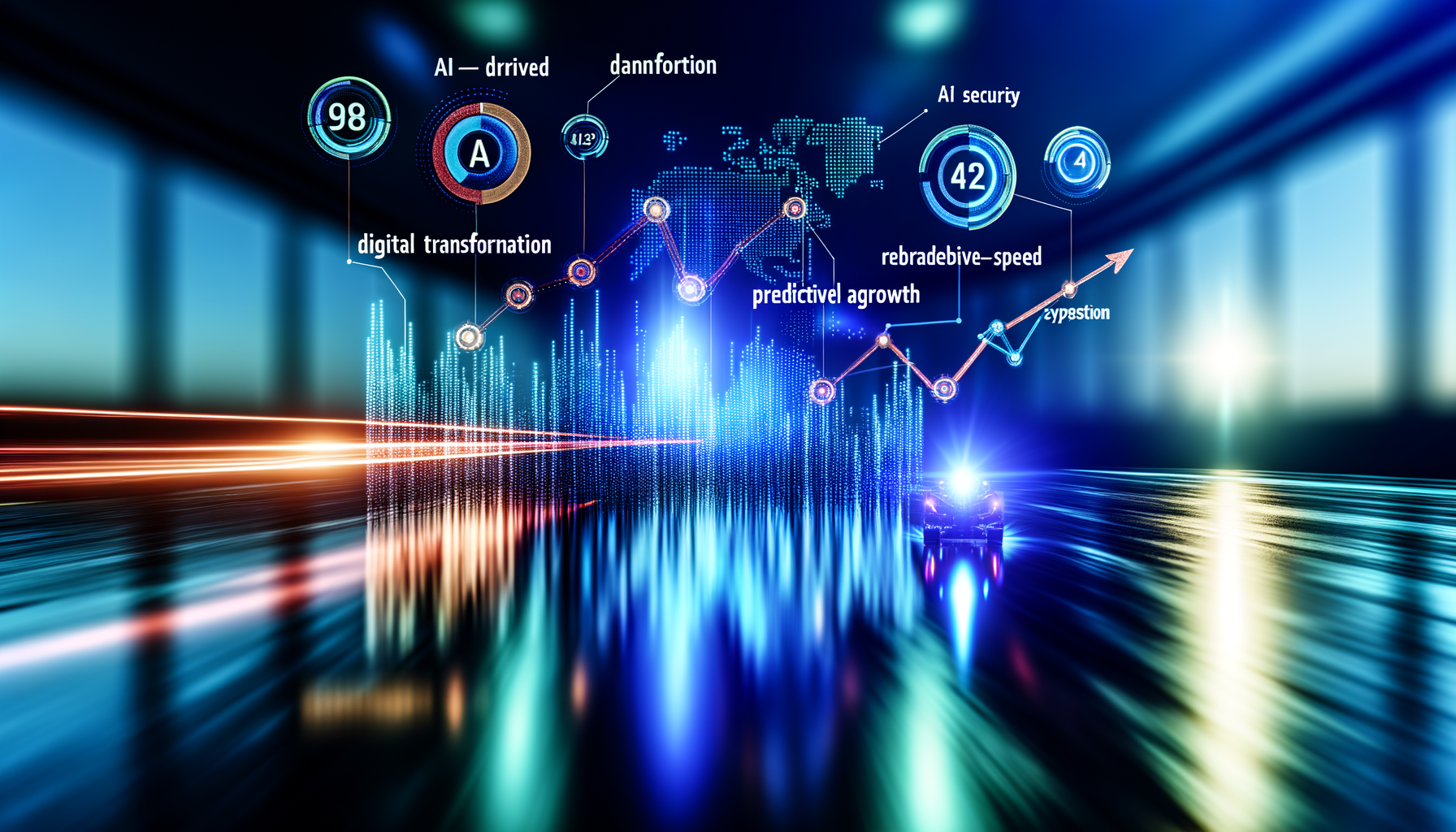 Predictive analytics graph forecasting market trends.