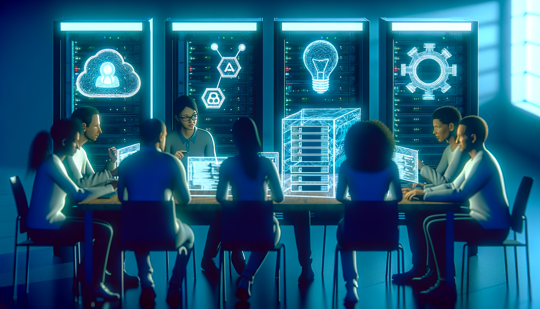 Developers reviewing custom software code.