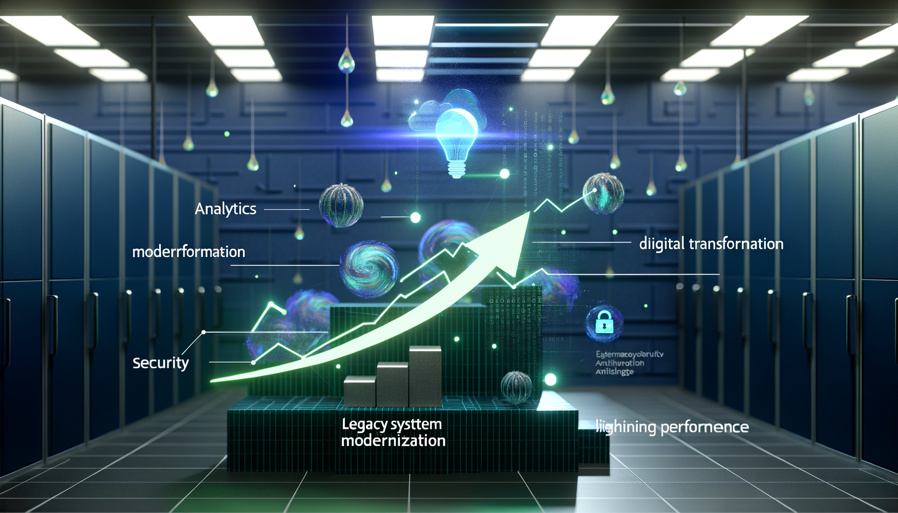 Up-trending analytics graph with AI integration impact.