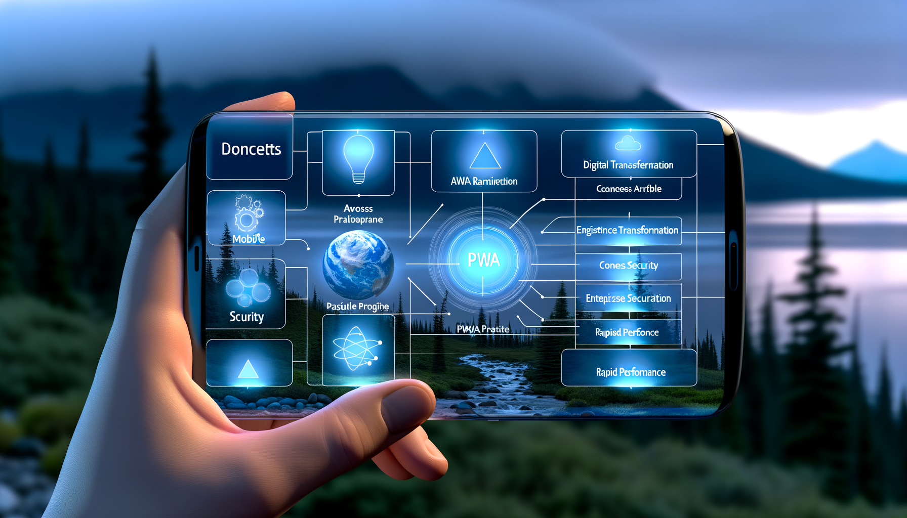 PWA architecture connecting web and mobile platforms.