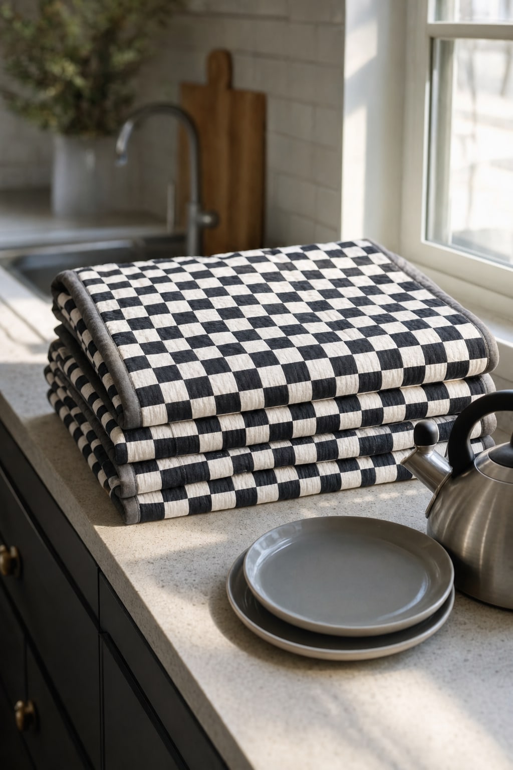 Graphite Checkerboard quilt pattern, Checkerboard block