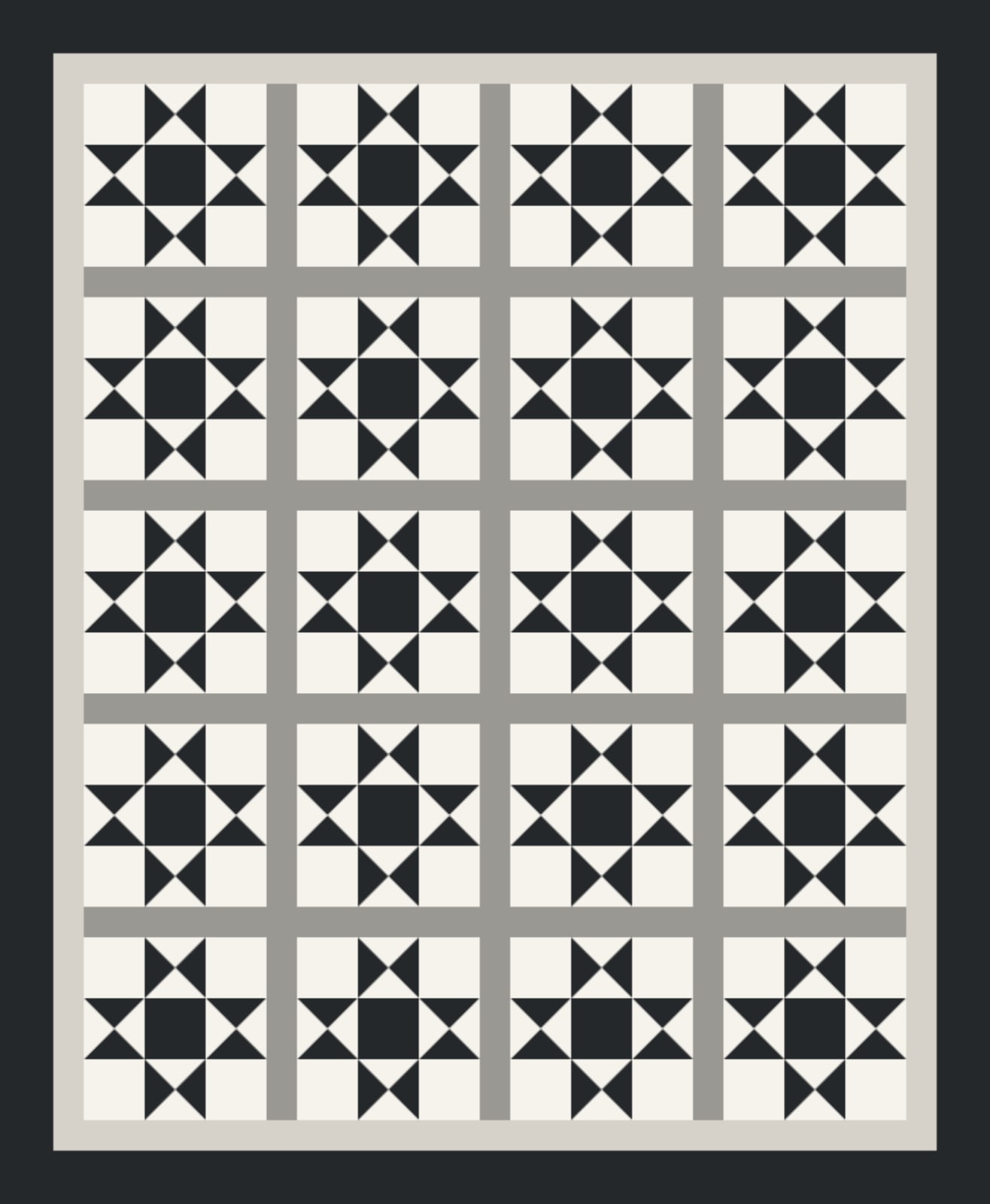Graphite Ohio Star quilt pattern, Ohio Star block