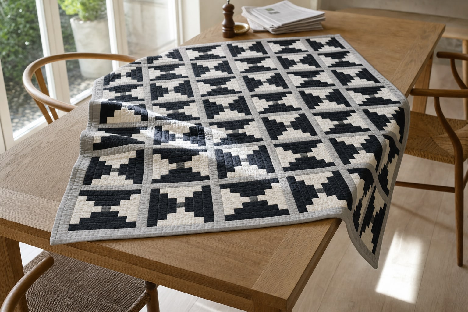 Graphite Courthouse Steps quilt pattern, Courthouse Steps block