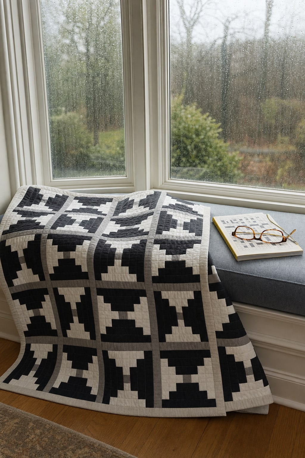 Graphite Courthouse Steps quilt pattern, Courthouse Steps block — view 2