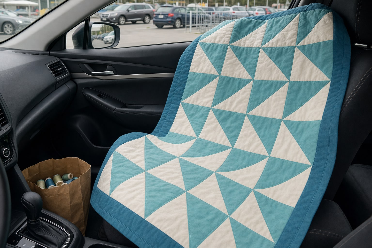 Sea Glass Chevrons quilt pattern, Half Square Triangle block — view 2