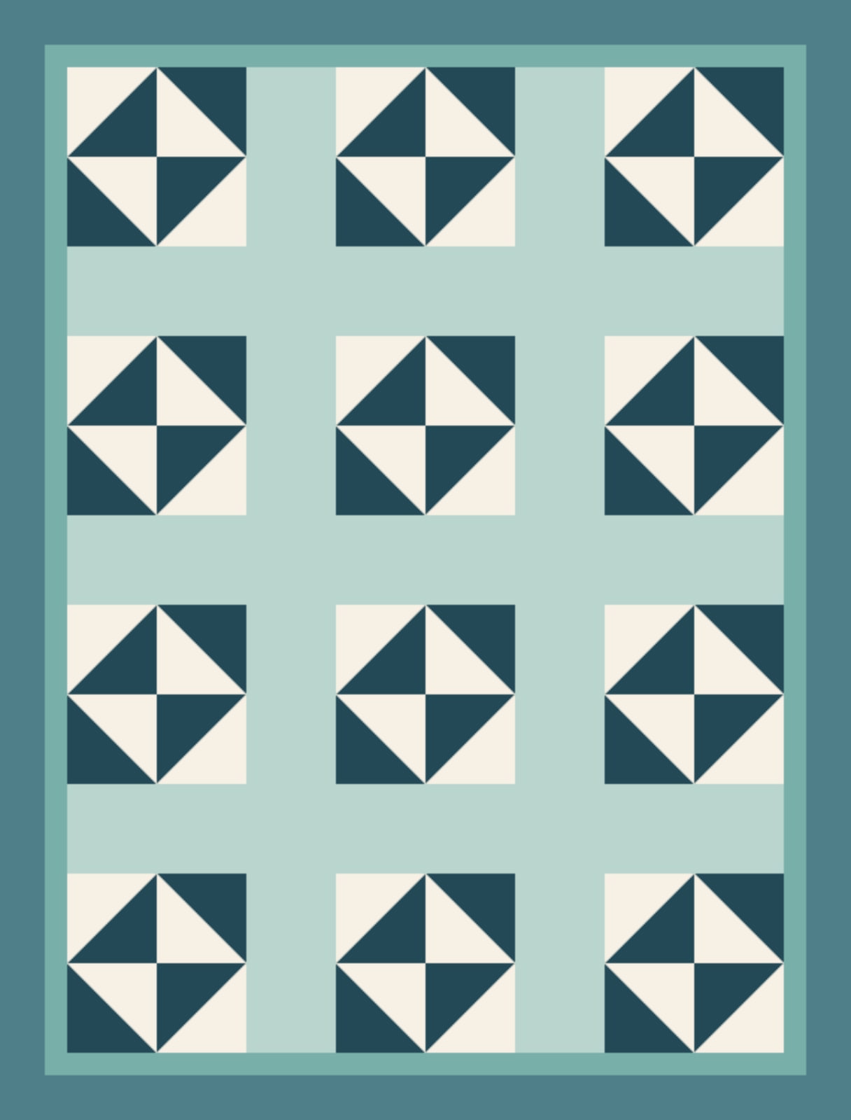 Deep Water Pinwheels quilt pattern, Half Square Triangle block — view 3